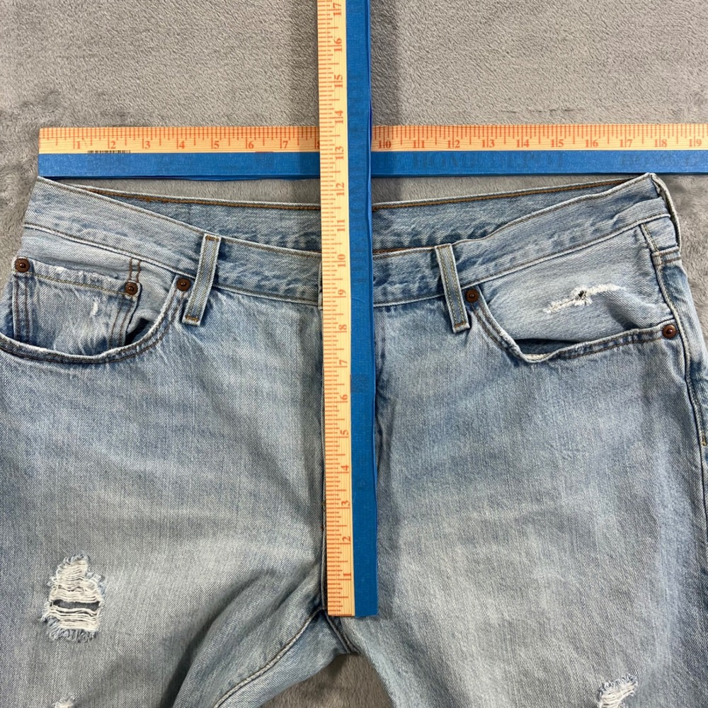 LEVI'S501 CT Jeans Women 36x28 Light Wash‎ Good Distressed Ripped Tapered Custom - Picture 9 of 16